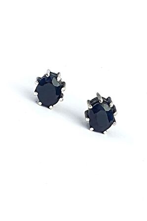 Oniks Taşlı 925ayar Gümüş Tasarım Tek Taş Küpe