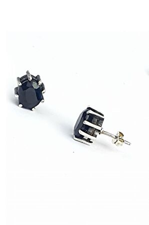 Oniks Taşlı 925ayar Gümüş Tasarım Tek Taş Küpe