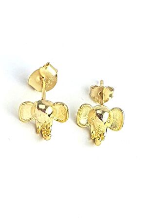 925ayar Gümüş Üzerine Altın Kaplama Fil Küpe
