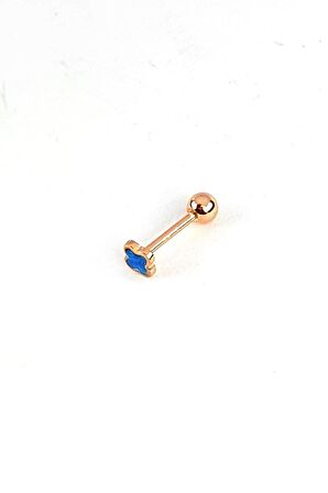 Mavi opal taşlı yonca figürlü gümüş rose piercing 