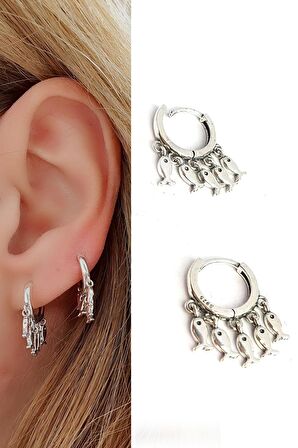 925 ayar Gümüş Balık Figürlü Sallantılı Tasarım Küpe