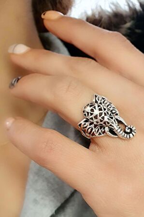 Fil Figürlü 925ayar Gümüş Tasarım Yüzük