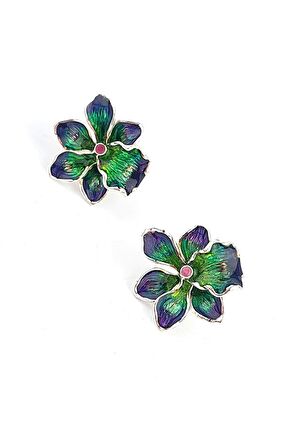 Özel Mineli Çiçek Figürlü 925ayar Gümüş Küpe