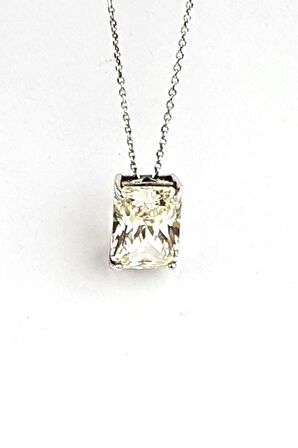 Sky Diamond Baget Taşlı Tek Taş Kolye