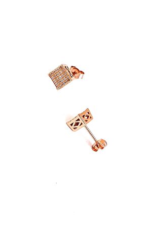 Pırlanta Parlaklığında Zirkon Taşlı 925ayar Gümüş Kare Trend Küpe