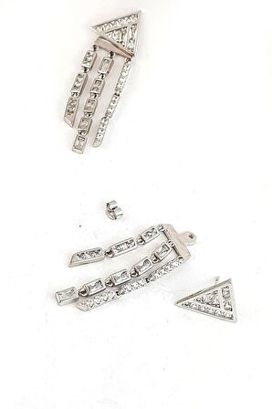 Zirkon Taşlı 925ayar Gümüş Tasarım Şık Küpe