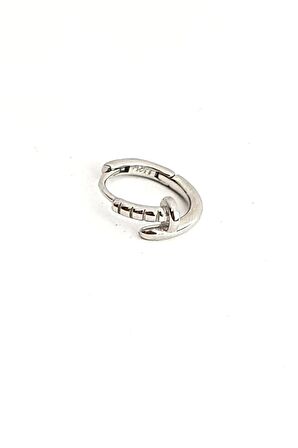 Çivi Figürlü 925ayar Gümüş İtalyan Tasarımı Tek Halka Küpe 