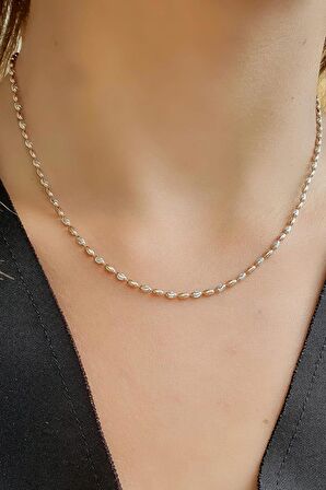 Çift Renkli Rose Beyaz 925 Ayar Gümüş İtalyan Zincir Kolye