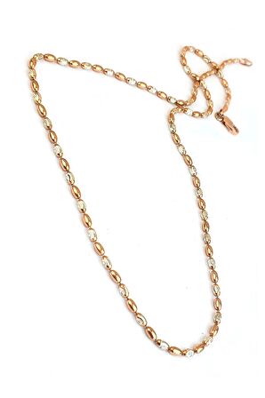 Çift Renkli Rose Beyaz 925 Ayar Gümüş İtalyan Zincir Kolye