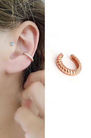 925ayar Gümüş Rose  Sıkıştırmalı Kıkırdak Earcuff Küpe