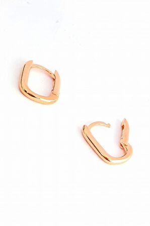 İtalyan 925ayar Gümüş Üzerine Rose Altın Kaplama Oval Trend Halka Küpe 