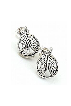 925ayar Gümüş Uğur Böceği Tasarım Küpe 