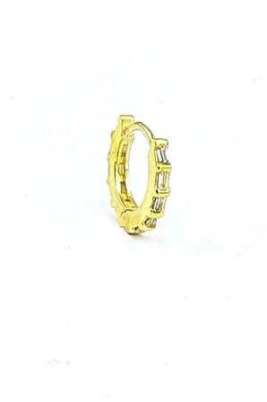 925ayar Gümüş Üzerine Altın Kaplama Baget Zirkon Taşlı 925ayar Gümüş Halka Tek Küpe