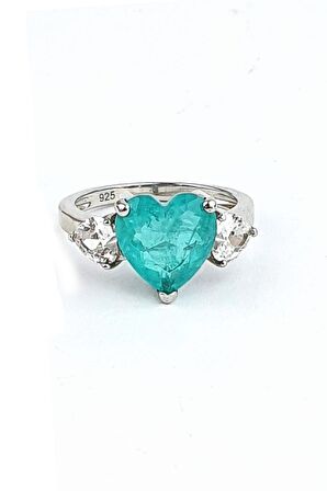 Pariaba Taşlı 925ayar Gümüş Kalp Yüzük