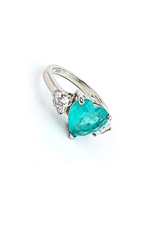 Pariaba Taşlı 925ayar Gümüş Kalp Yüzük