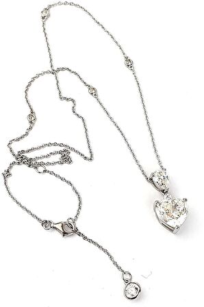 Sky Diamond Taşlı 925ayar Gümüş Aşkın Işıltısı Kalp Kolye 