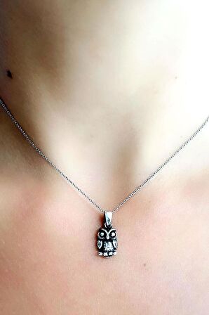 Baykuş Figürlü 925ayar Gümüş Kolye