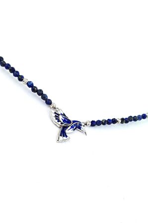 Lapis Lazuli Taşlı 925ayar Gümüş Tasarım Totem Kuşu Doğal Taş Kolye