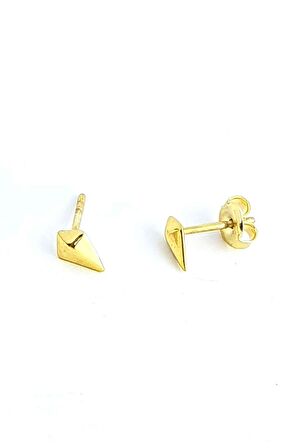925ayar Gümüş Üzerine Altın Kaplama Luxry Tasarım Konik Trend Minimal Küpe 