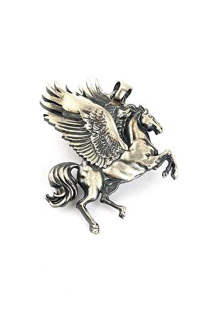 Pegasus Atı Figürlü 925ayar 3 boyutlu  Gümüş Tasarım Kolye Ucu