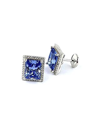 Sky Diamond purple Aleksantrit Taşlı 925ayar Gümüş Beyaz Altın Kaplama Lüks Baget Küpe