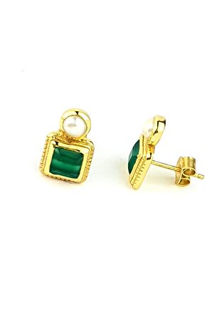 inci ve Kök zümrüt Taşlı 925ayar gümüş üzerine altın kaplama tasarım Doğal Taş Küpe