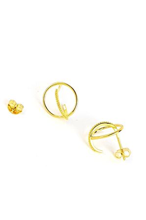 925ayar Gümüş Üzerine Altın Kaplama Tasarım İtalyan Trend Küpe 