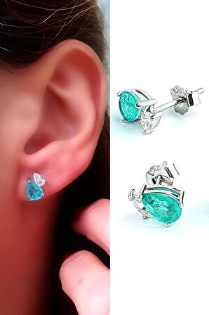 Pariaba Taşlı 925ayar Gümüş Minimal Damla Küpe