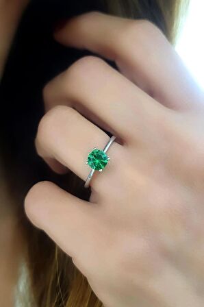 Sky Diamond Green creative rubies 925ayar gümüş tek taş yüzük 