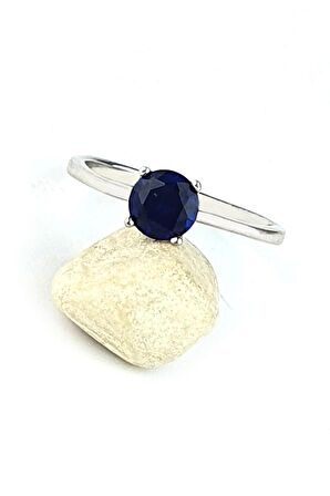 Sky Diamond Blue Creative Sapphire 925 ayar Gümüş Tek Taş Yüzük 