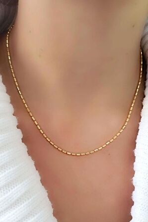 İtalyan 925ayar Gümüş Üzerine Altın Kaplama Kendinden Işıltılı Zincir Kolye