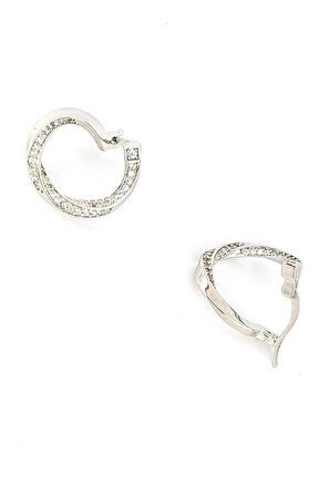 Pırlanta Parlaklığında Zirkon Taşlı 925ayar Gümüş İtalyan Tasarımı Spiral Küpe