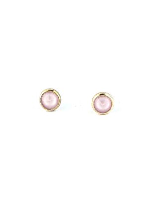 Pembe Swarovski Taşlı 925ayar Gümüş Üzerine Altın Kaplama Top Küpe 