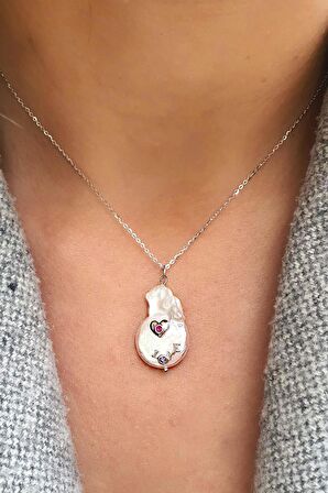 Barok İncili 925ayar Gümüş Love Yazılı özel Tasarım İnci Kolye