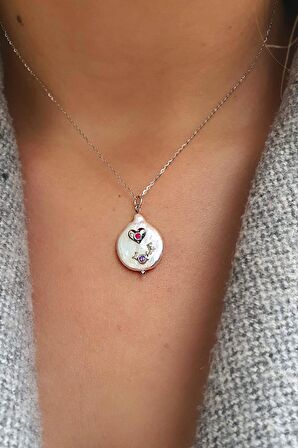 Barok İncili 925ayar Gümüş Love Yazılı özel Tasarım İnci Kolye