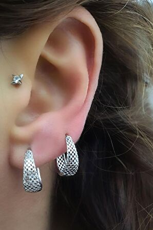 925ayar Gümüş  Tasarım Oval Küpe