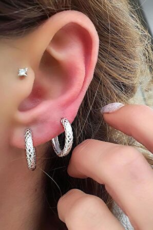 Yılan Desenli 925ayar Gümüş Luxury Tasarım Halka Küpe