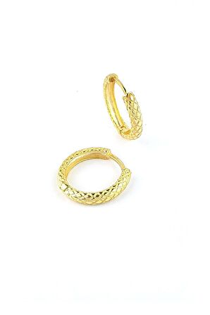 Yılan Desenli 925ayar Gümüş Üzerine Altın Kaplama Luxury Tasarım Halka Küpe 