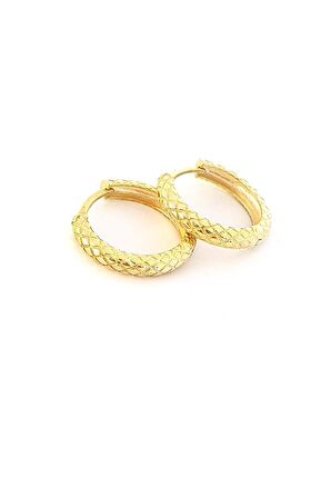 Yılan Desenli 925ayar Gümüş Üzerine Altın Kaplama Luxury Tasarım Halka Küpe 