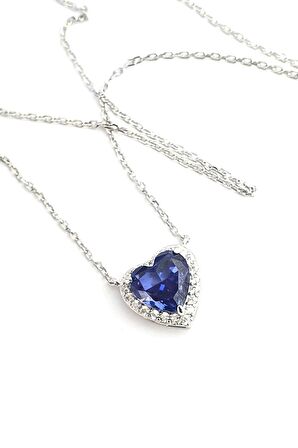 Sky Diamond purple  Tanzanit ice cut  925ayar Gümüş Üzerine Altın Kaplama Kalp Kolye 