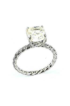 Sky Diamond Taşlı 925ayar Gümüş İce Cut Burgu taş detaylı tek taş yüzük 