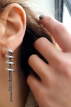 925ayar Gümüş El İşi Özel Tasarım Spiral Küpe