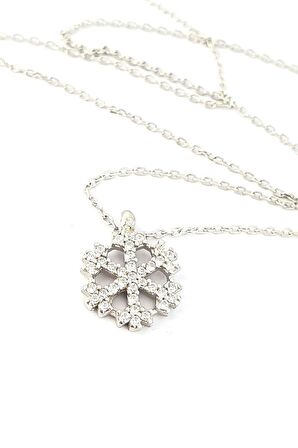 Zirkon Taş Detaylı 925ayar Gümüş Kar Tanesi Minimal Kolye