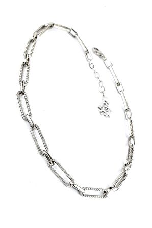 Pırlanta Parlaklığında Zirkon Taşlı 925ayar Gümüş Tasarım Choker Kolye 