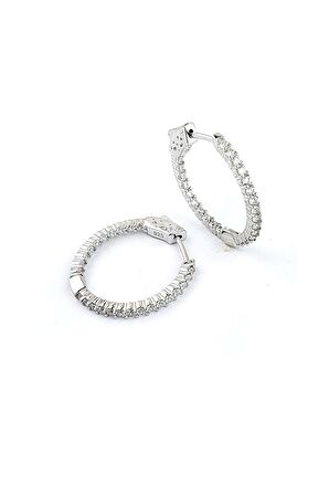 İci dışı Zirkon Taşlı 925ayar Gümüş İtalyan Tasarımı Halka Küpe küpe çapı 2.5 cm 
