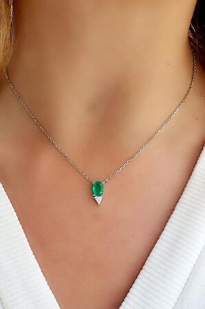 Pariaba Taşlı 925ayar gümüş Damla Kolye