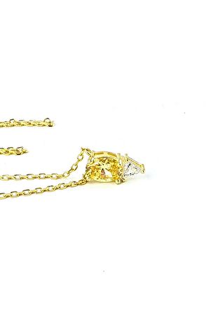 Sky Diamond Yellow Sitrin Taşlı 925ayar gümüş Damla Kolye