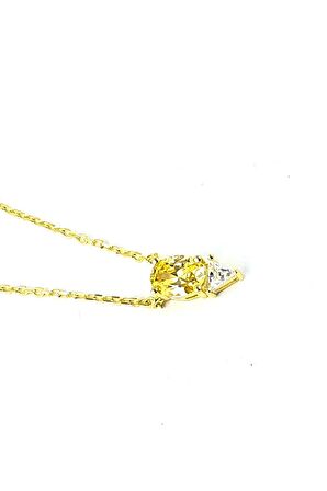 Sky Diamond Yellow Sitrin Taşlı 925ayar gümüş Damla Kolye