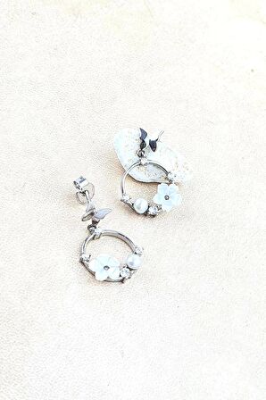 El isi sedef taşlı 925ayar gümüş  Tasarım Manolya Küpe 