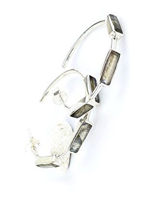 Labrodorite Taşlı 925ayar Gümüş Tasarım Doğal Taş Halka Küpe